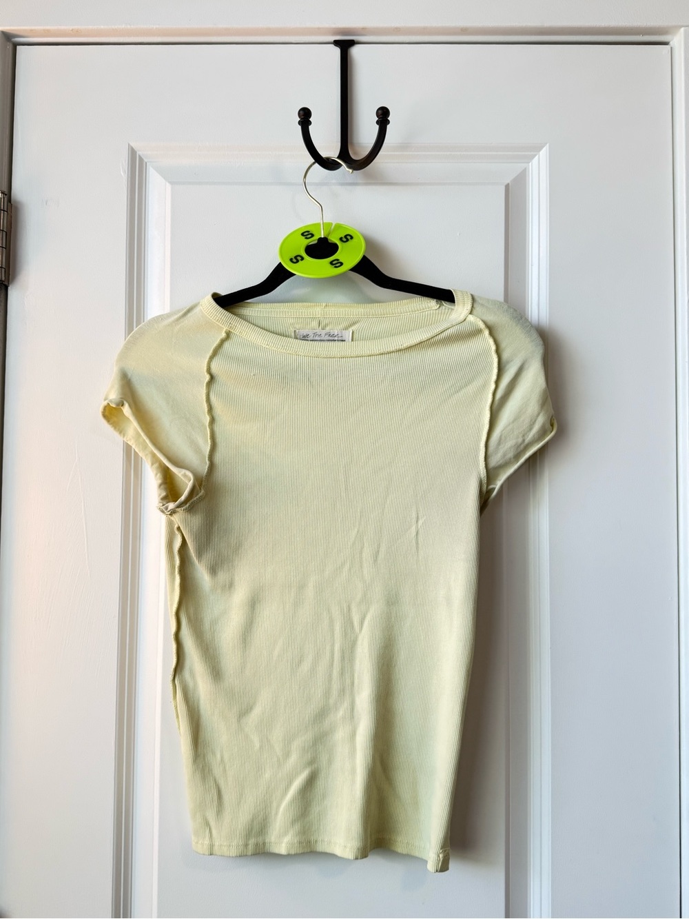 We The Free Pale Yellow Short Sleeve Ribbed Tee